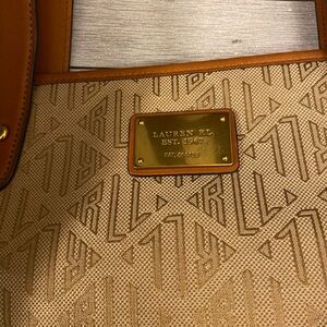 Lauren Ralph Lauren Tan and Brown Shoulder Bag